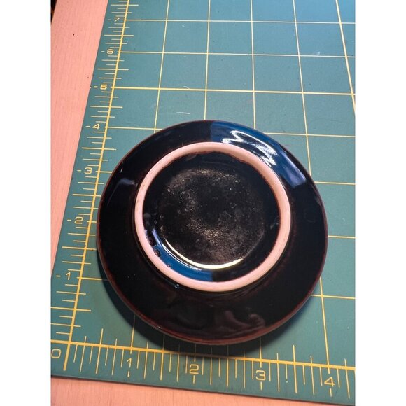 Vintage Japanese  Tenmoku glaze  Ceramic Sauce Pot With Lid & Matching Saucer - Picture 4 of 6